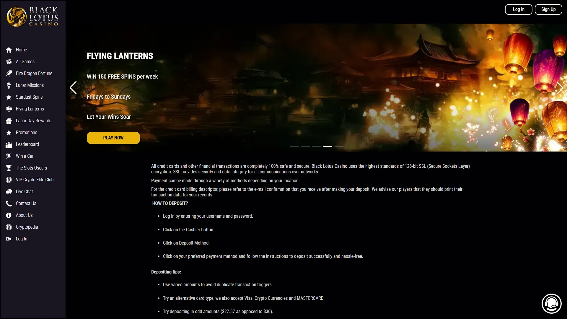 Black Lotus payment methods